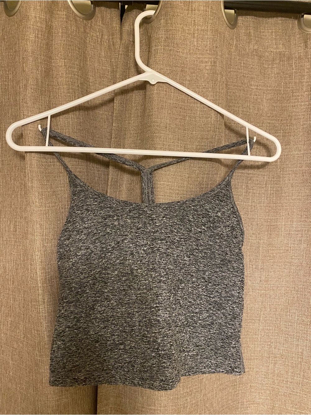 Beyond Yoga Gray Heather Tank Top with Strappy Back